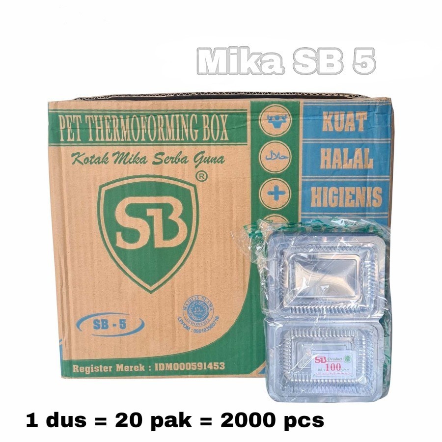 Kotak Mika Plastik SB 5 Kotak Mika Kue Kecil Makan DUS