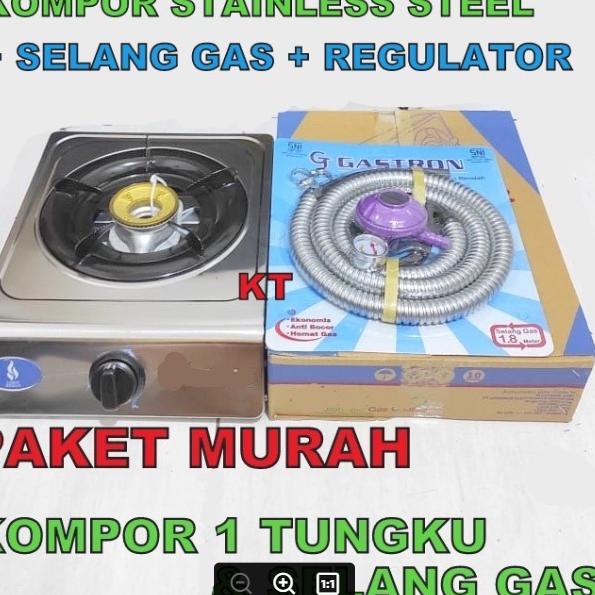 V55N Paket kompor 1 tungku dan selang plus regulator / paket kompor 1 tungku/ kompor gas 1 tungku/ k