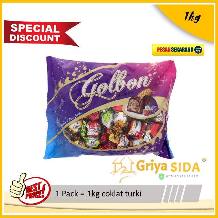 Coklat turki 1kg premium Golbon Assorted Chocolate Cream &amp; Rice Crisps 1kg