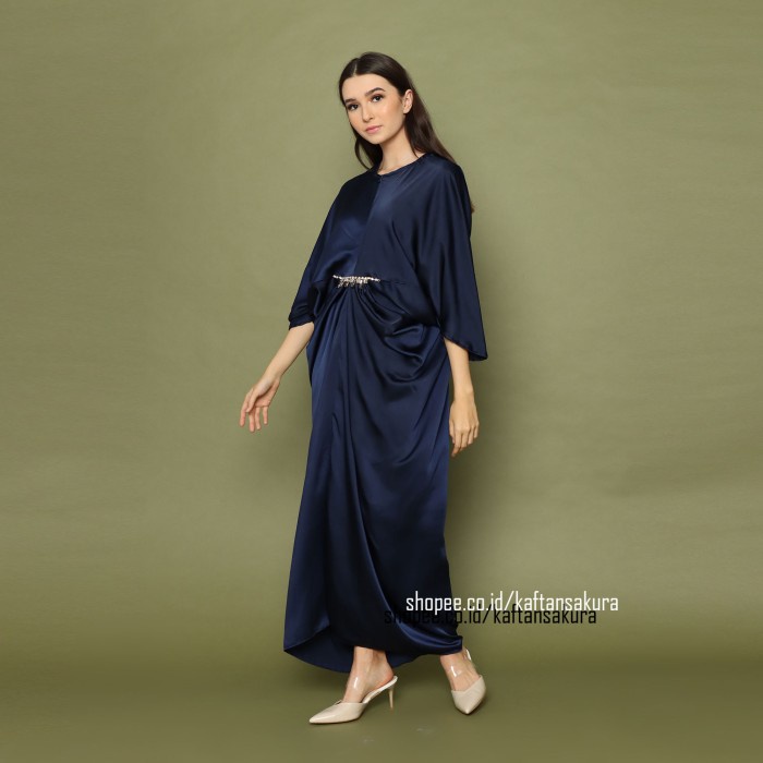kaftan- kaftan wanita muslim busui terbaru payet elegant warna hitam lebaran - navy -kaftan.