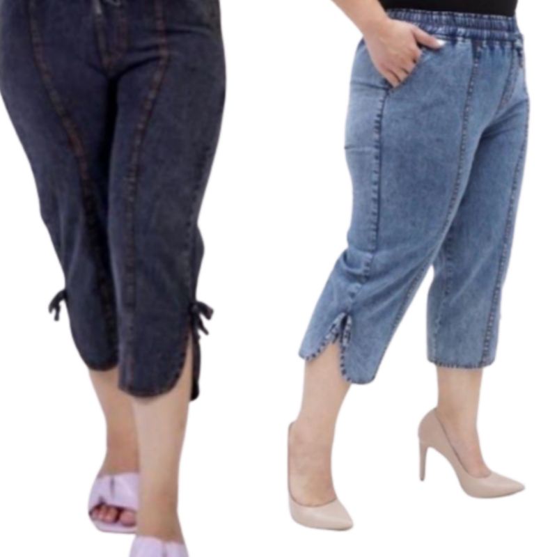 CELANA KULOT JEANS PENDEK WANITA 3/4 DAN 7/8 LIGHT NAVY MURAH