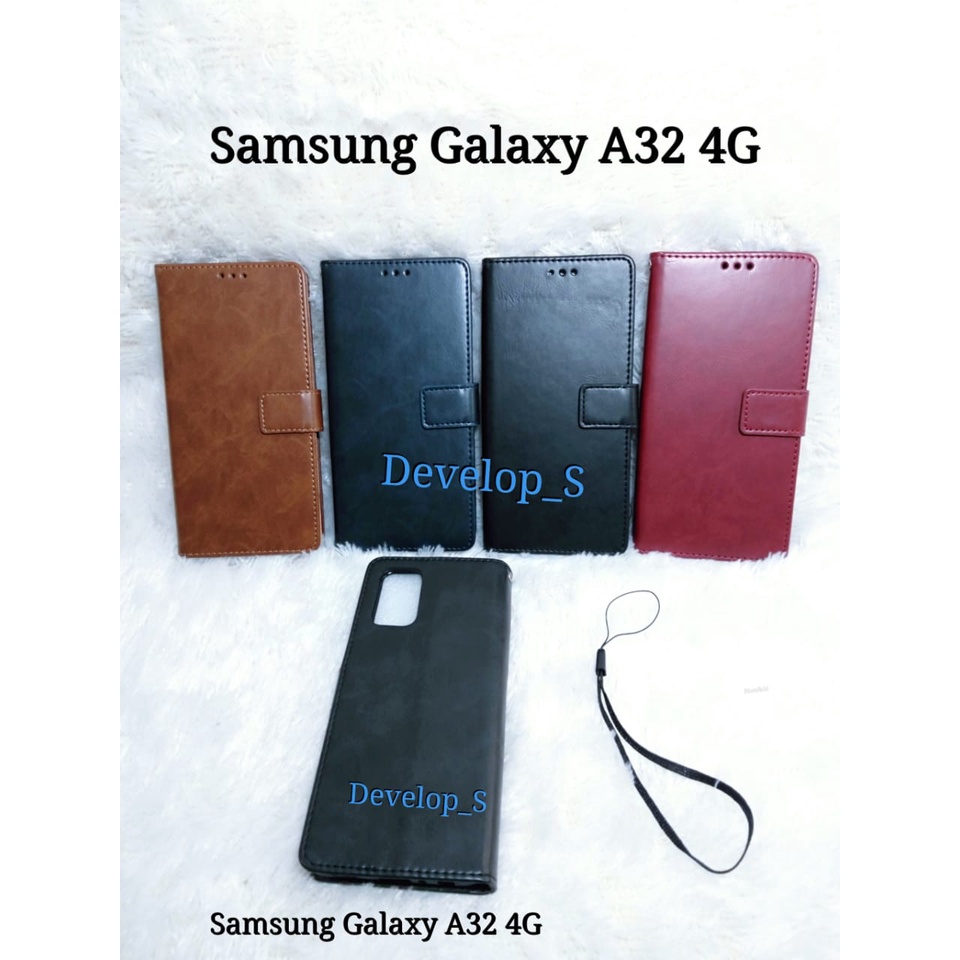 Leather Case Flip Cover Kulit Samsung Galaxy A32 4G / A52