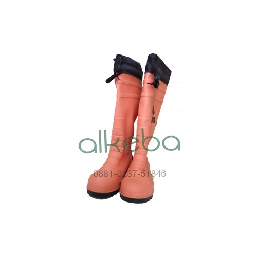 Sepatu boot safety toe cap orange petugas sampah boots ujung besi