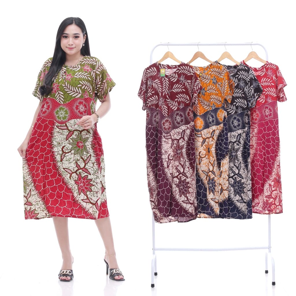 Daster Kencana Ungu Batik - Daster Busui LD 105 - Atasan Wanita - Batik Motif Abstrak Kekinian-Tengiri
