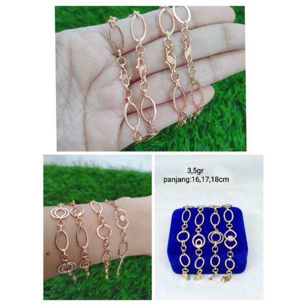 GELANG RANTAI HOLLO BULAT UKIR/GELANG ASLI PERAK 925 LAPIS EMAS/ASLI PERHIASAN SILVER/GELANG FASHION WANITA