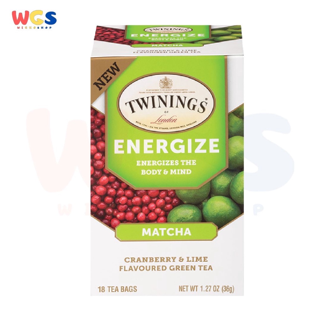 Twinings of London Energize The Body &amp; Mind Matcha Cranberry Lime Tea 18p x 2g