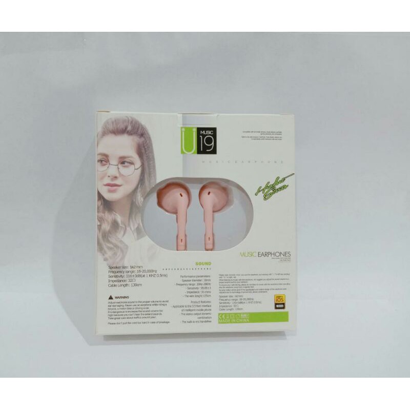 ⭐️ Jendela Kosmetik ⭐️ Handsfree U19 Macaron / Headset / Earphone / Handsfree ( Hifi Extra Bass )