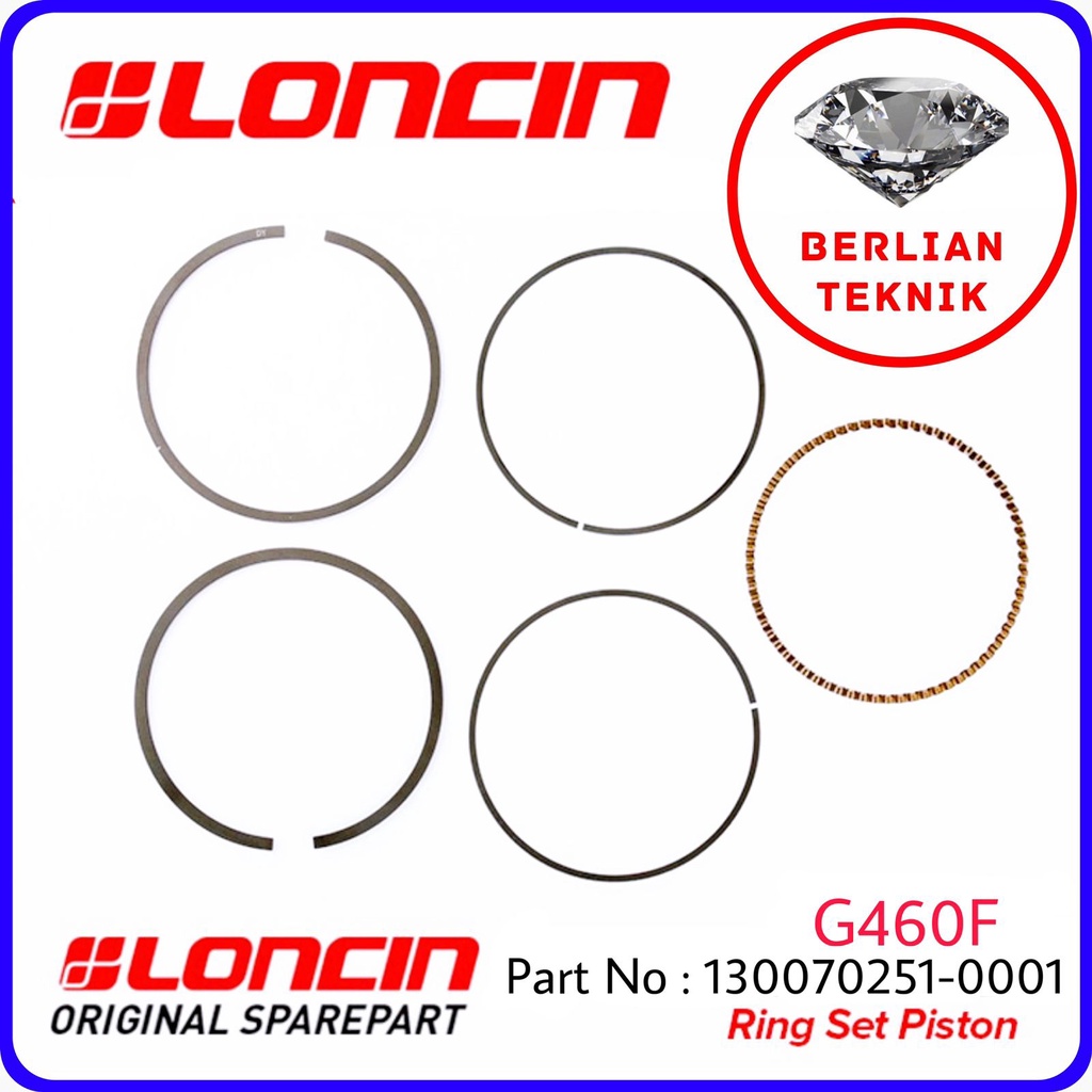 Ring Piston Set Mesin Penggerak Loncin G 460 F / G460F / 459 cc / 16 HP