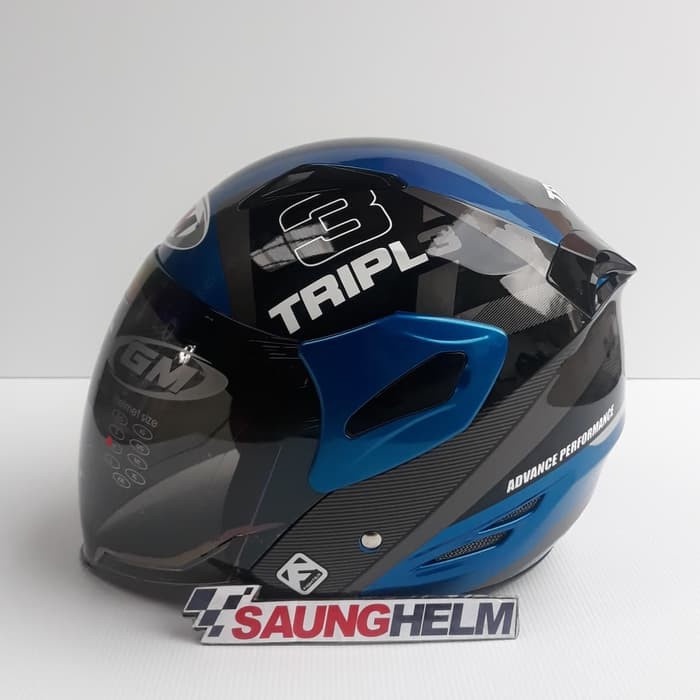 HELM GM FIGHTER MOTIF TRIPLE BLUE MET SILVER