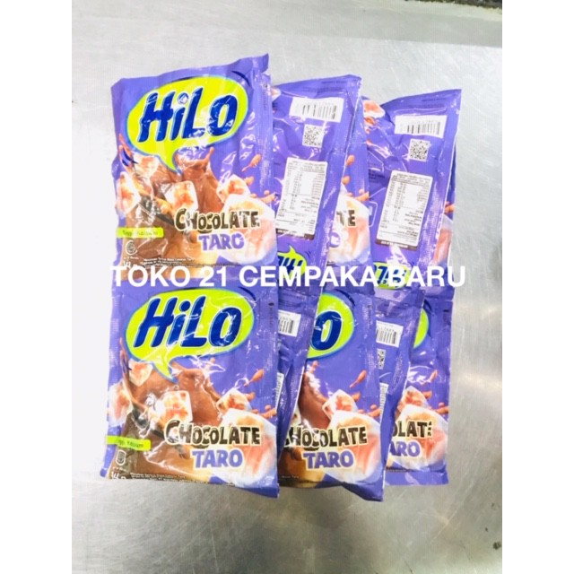 

Hi Lo Rasa TARO Chocolate 1 renceng isi 10 sachet | Susu Hilo Cokelat Cokelat Talas Hilo Murah promo