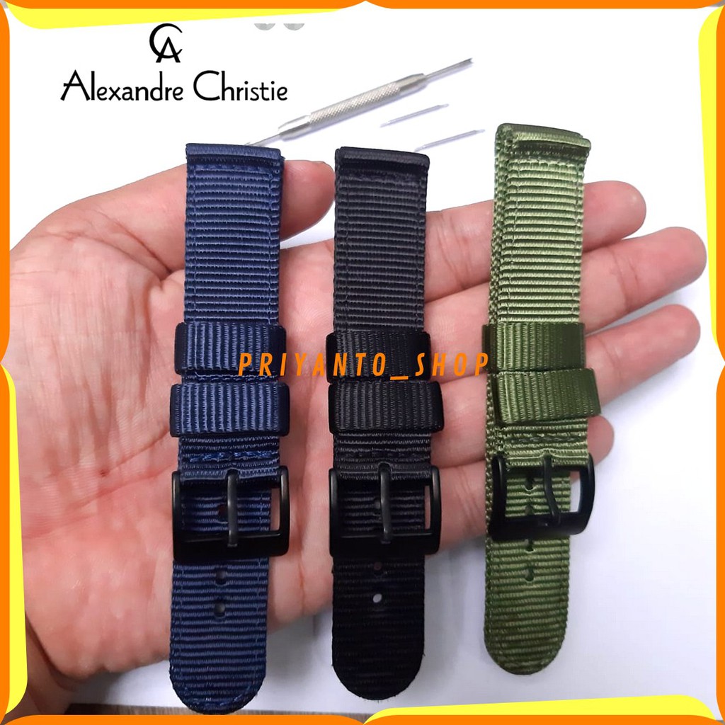 STRAP LEATHERS TALI JAM CANVAS NYLON ALEXANDRE CHRISTIE 20MM FREE PEN WATCH BEND TERMANTUL PREMIUM