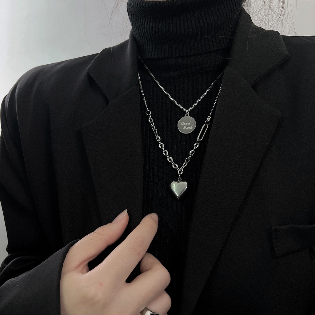 Kalung Rantai Klavikula Dengan Liontin Hati Warna Permen Gaya Korea Untuk Wanita