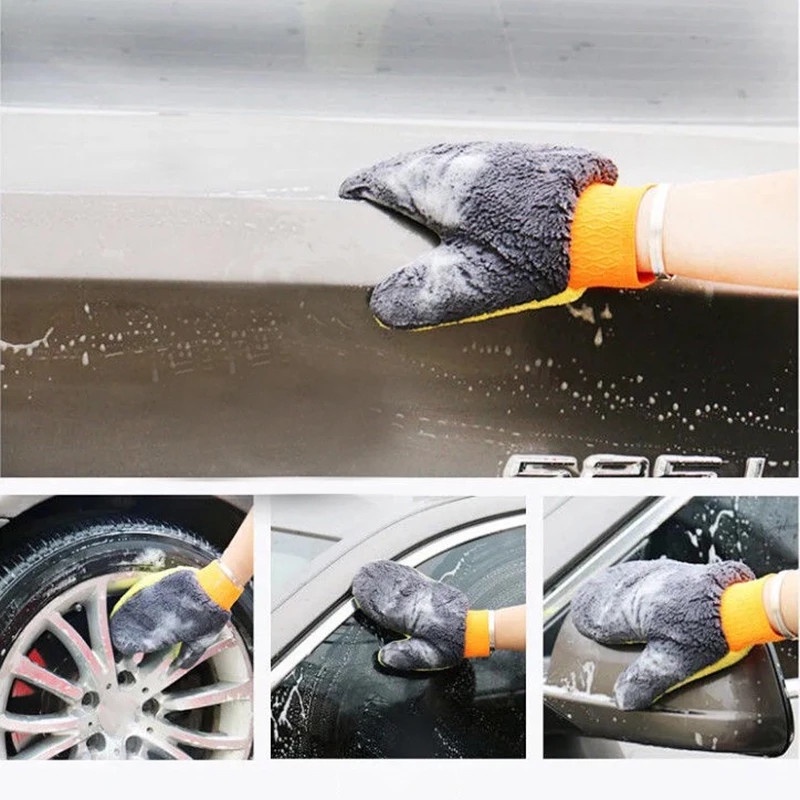 Sarung Tangan Cuci Mobil Aksesoris Coral fleece Kuat Serap Cuci Mobil bear paw gloves Auto accessories