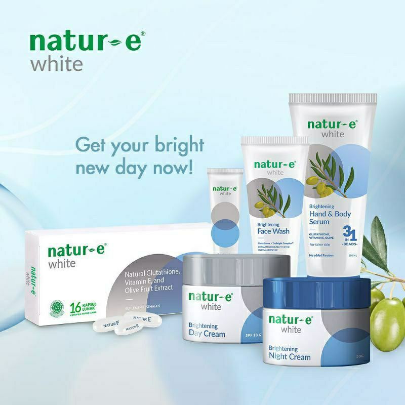 Natur-E White Brightening with Glutathione Face Wash 50mL l Night Cream 30gr