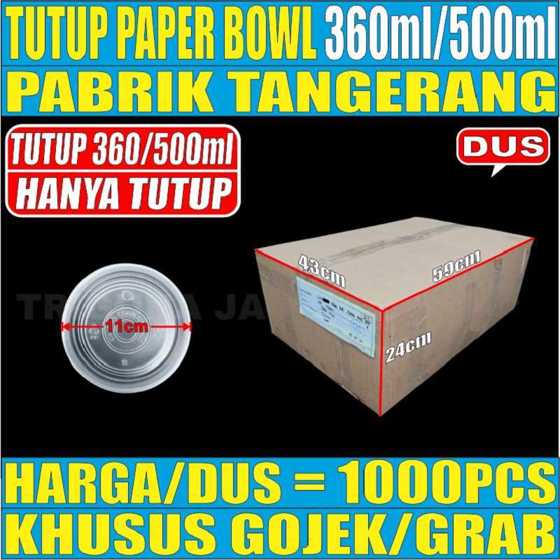 Tutup 360ml n 500ml Paper Bowl Per Dus Hanya Lid Mangkok Kertas