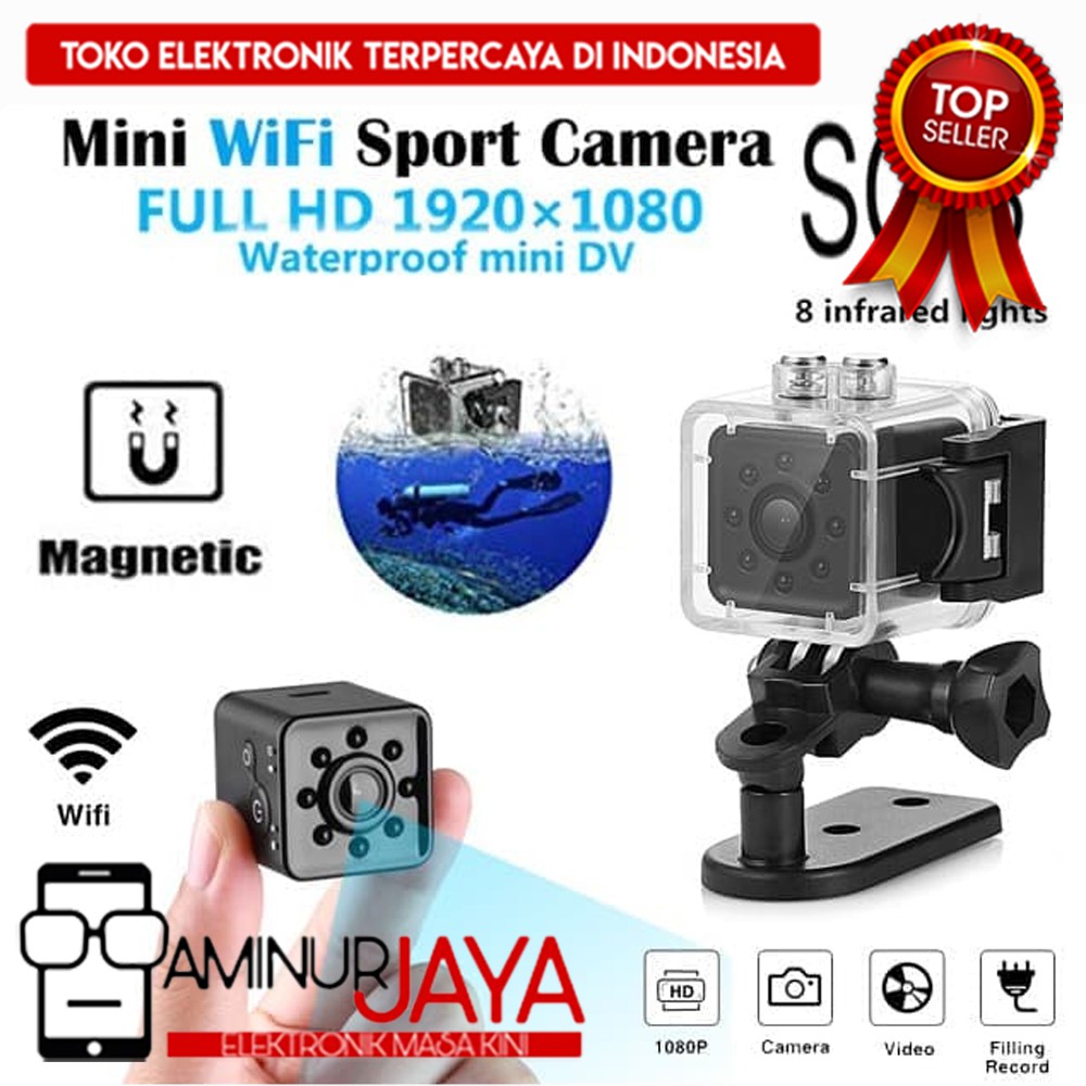 Camera Mini WIFI SQ13 Waterproof Full HD 1080P Sensor Night Vision Camera Resolusi 12mp Format Jpg