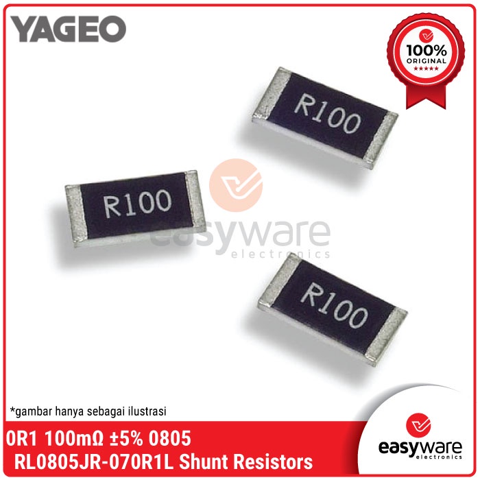 YAGEO Resistor 0R1 0805 5% SMD 100mΩ Ohm 0805 SMD Shunt Resistors