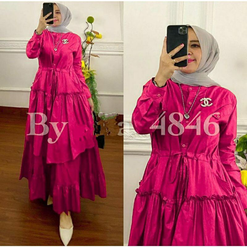 Flow Hanna Long Dress Wanita Muslim Fashion Ootd