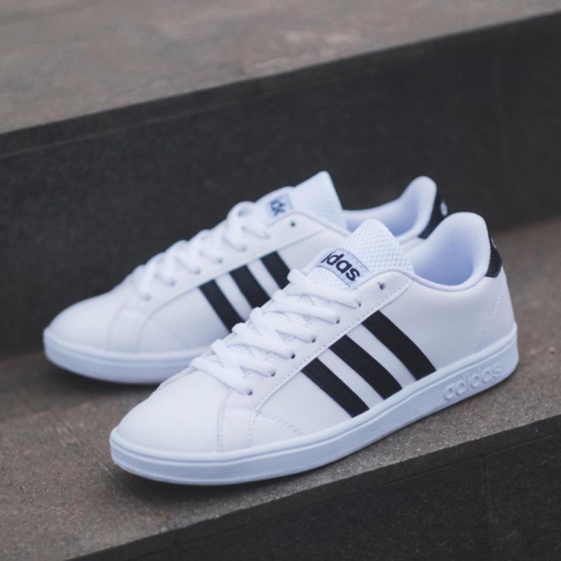 Sepatu Ads Neo Basline White Black Original OEM Sneakers Pria Dan Wanita