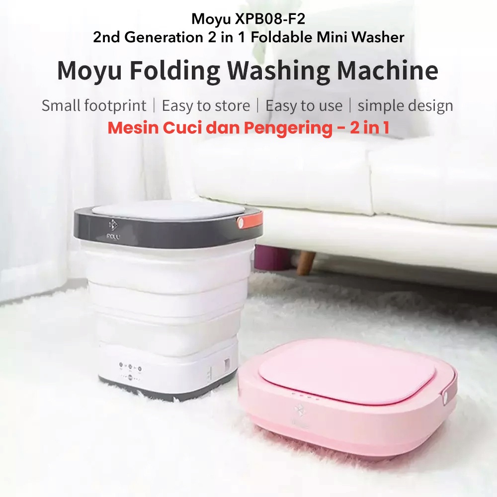 Moyu Mesin Cuci Lipat XPB08-F2 Mini Portable Washing Machine Travelling