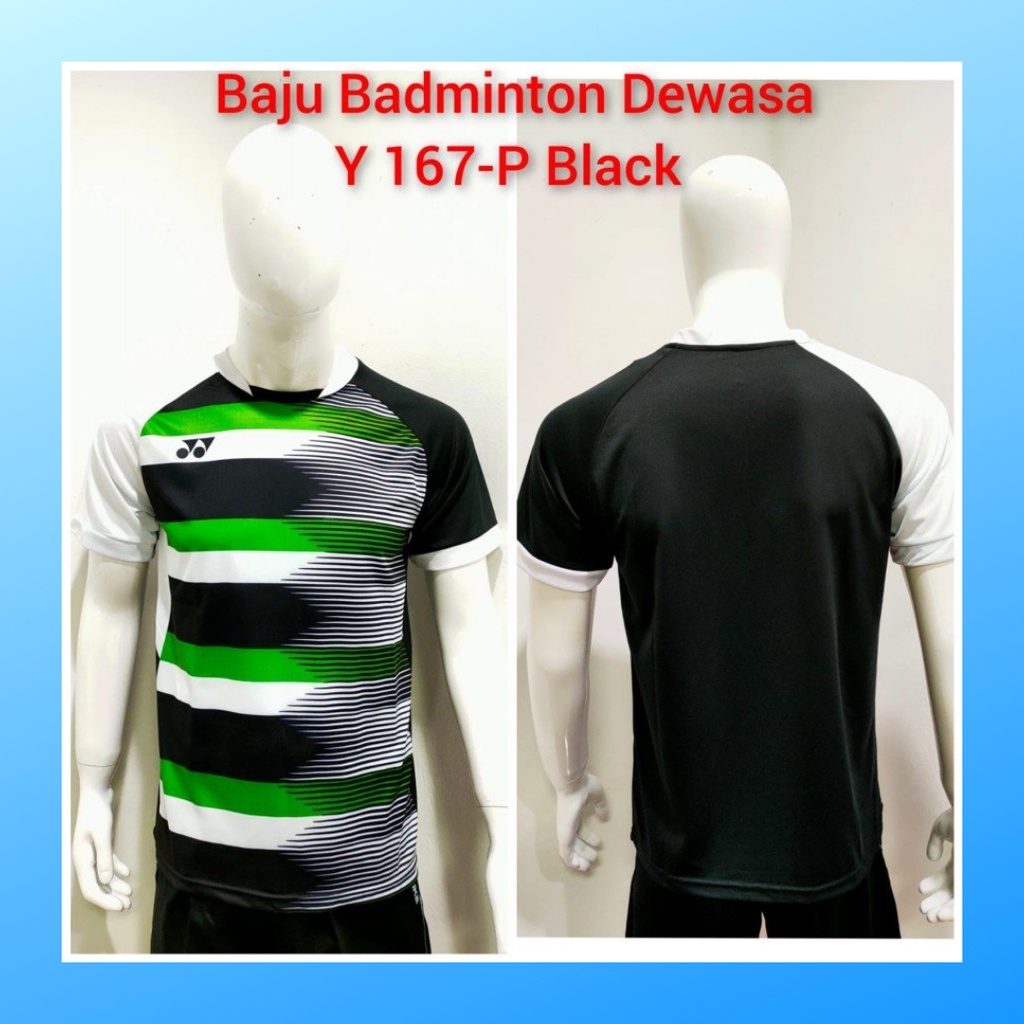 Kaos badminton pria jersey bulutangkis baju atasan jersy wanita dewasa t-shirt outfit seragam kostum olahraga casual suit pakaian jarsey oblong apparel sports jersi bulu tangkis Y167 hitam polos