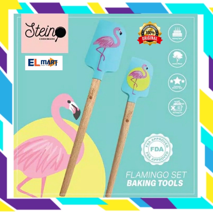 Stein Cookware Spatula Tahan Panas Flamingo Set Baking Tools Original