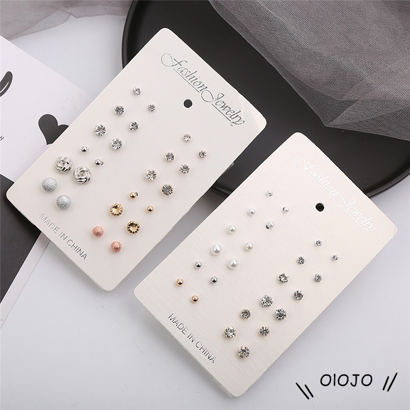 【COD】1 Set/mode Anting Set Wanita Sederhana Paduan Berlian Imitasi Bola Anting-Anting Wanita Aksesoris Perhiasan Hadiah