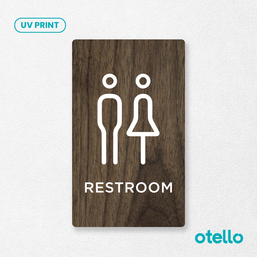 Restroom Sign Board Kayu Print Signage Papan Ruang Wooden Room Name Otello Nama Ruangan