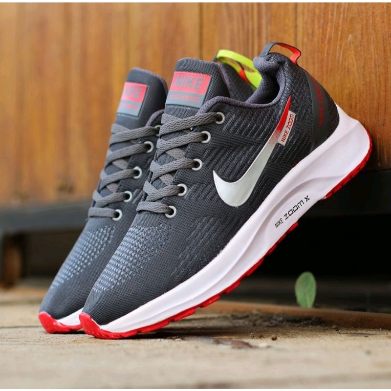 100% PREMIUM SNEAKERS  NIKE ZOOM RUNNING PEGASUS TURBO 35 REACT SPORT MEN ABU GREY MERAH RED QUALITY.