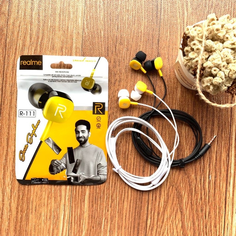 PROMO HANDSFREE REALME BUDS R111 STEREO EARPHONE R-111 STYLE HEADSET STEREO EARPHONE