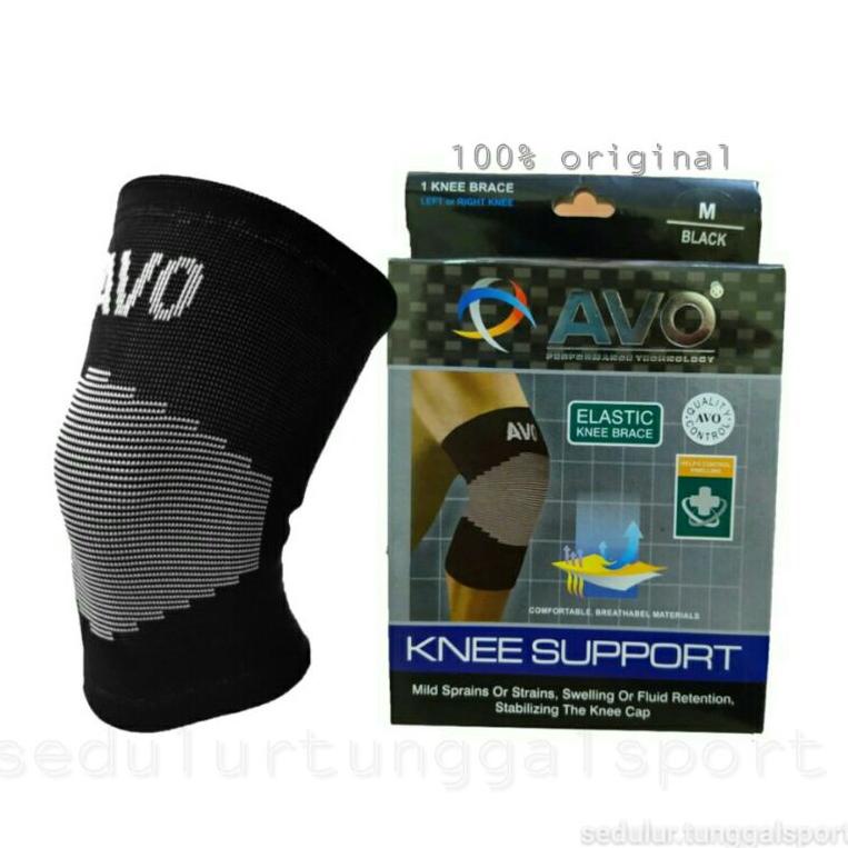 Kyb31au22l • Deker Lutut Knee Band AVO Original Warna Hitam Ukuran Pendek Murah Deker Olahraga Voli 