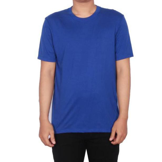 KAOS POLOS BAHAN COTTON COMBET 30S PRIA WANITA BIRU BENHUR WAME POLOS BAPAK ANAK JEANS LEVIS