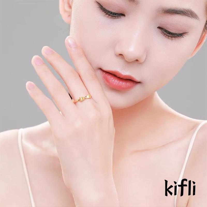 Cincin Jari Telunjuk Model Terbuka Dapat Disesuaikan Desain Pita