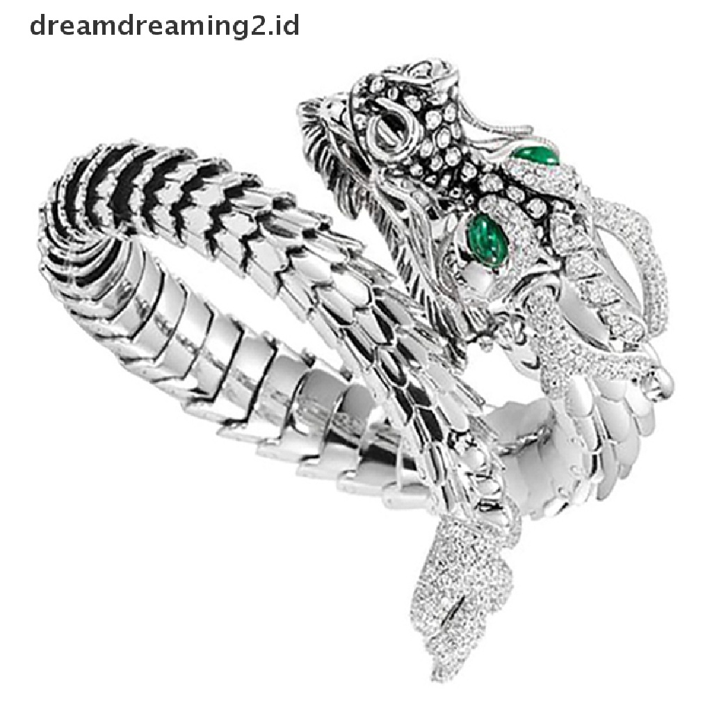 Cincin Pria / Wanita Model Naga Cina Unik Keren Ukuran Adjustable