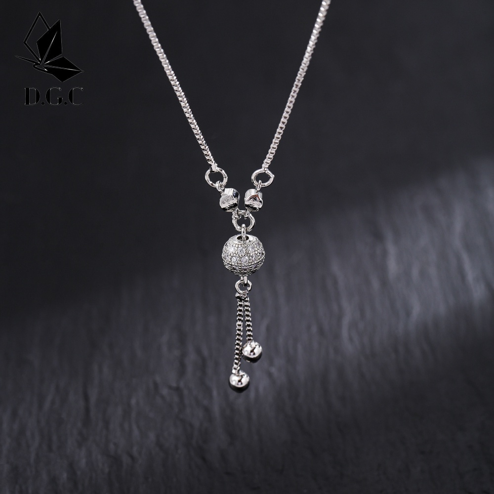 COD✅Kalung Titaniun Wanita Permata Perhiasan Lapis Silver 18k Perak Murah Korea D100