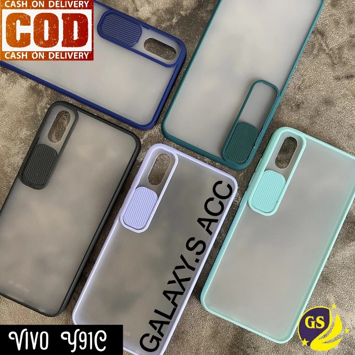 Vivo S1 S1 Pro S1Pro / Y19 / Y91 Y93 Y95 / Y91C Y1S Non Finger Slide Case Protection Camera Matte Candy Kamera Sliding Casing Windows