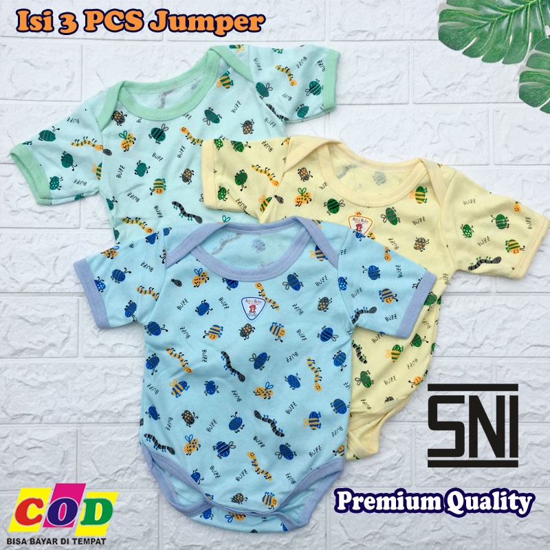 Kwalitas Premium - 3 PCS Baju Bayi Jumper Bayi Baru Lahir SNI Anak Usia 0-6 Bulan Anababy