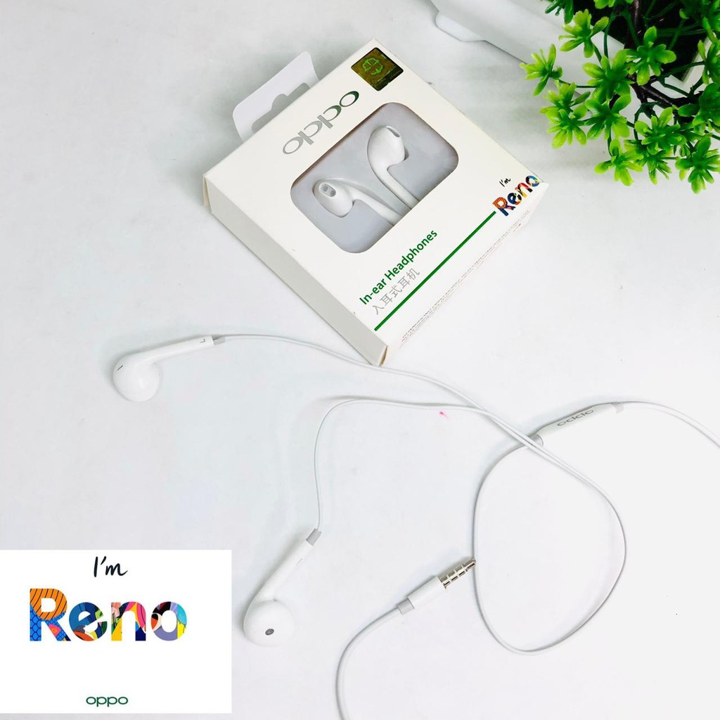 HANDSFREE OPPO reno PURE BASS ORIGINAL oppo reno &amp; oppo mh150 BLACK &amp; WHITE