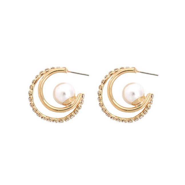 LRC Anting Tusuk  Fashion Alloy Pearl Ring Earrings F5099X