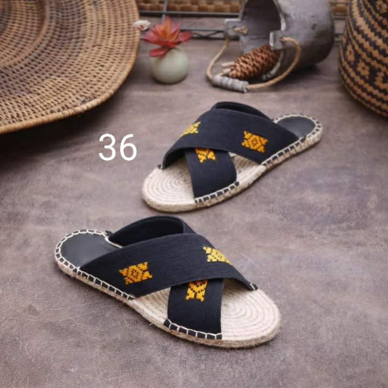 SANDAL ESPADRILLES, ESPADRILLES KOMBINASI TENUN NTT, ESPADRILLES MURAH, SANDAL ETNIK, ESPADRILLES CA