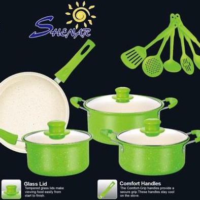 SHENAR Panci Set Spatula dan Teflon All In One Anti Lengket Anti Karat Serbaguna ( Panci set 13 ), SHENARCORNER168