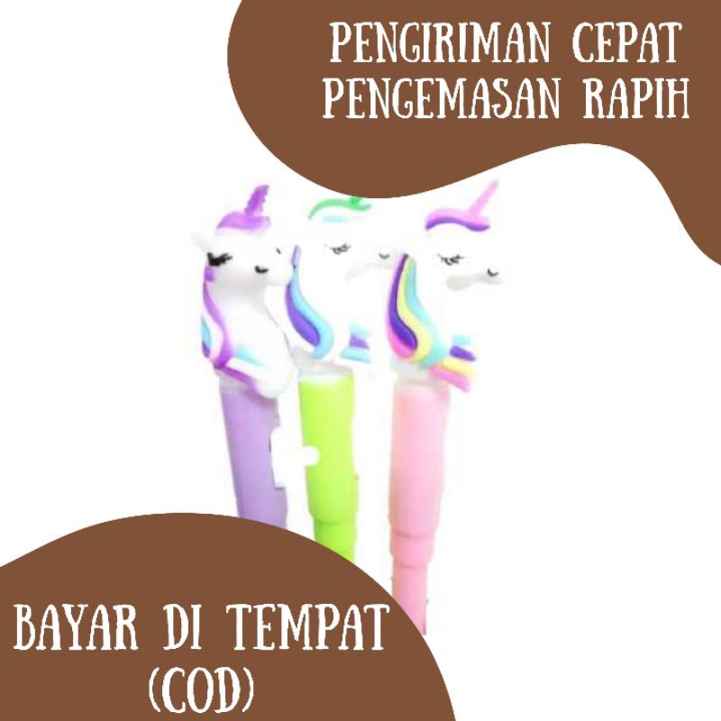 PULPEN GEL LAMPU NYALA KARAKTER UNICORN LUCU MURAH