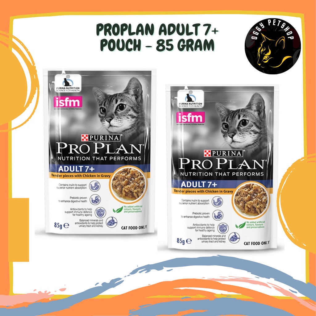 PRO PLAN ADULT 7+ (CHICKEN) POUCH 85 GR | PROPLAN POUCH MAKANAN KUCING