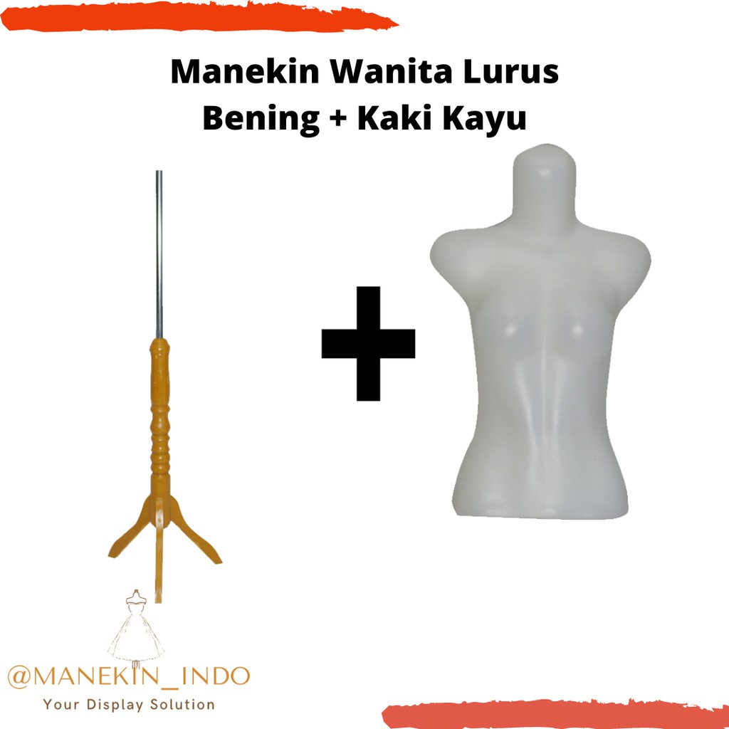 Manekin Wanita Lurus Bening Kaki Kayu | Manekin Cewek | Manekin ABG Kaki Kayu | Patung Wanita