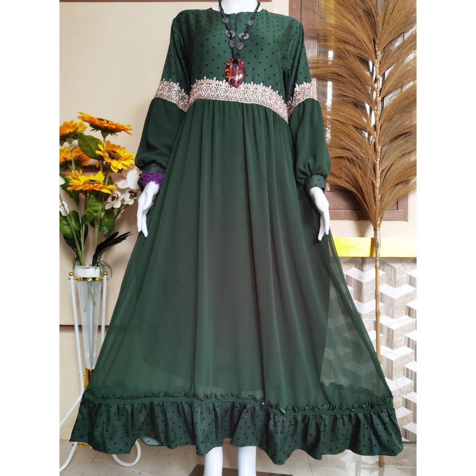 BAJU WANITA GAMIS SHAKILA RENDA MIX CERUTY LENGAN PANJANG TERBARU