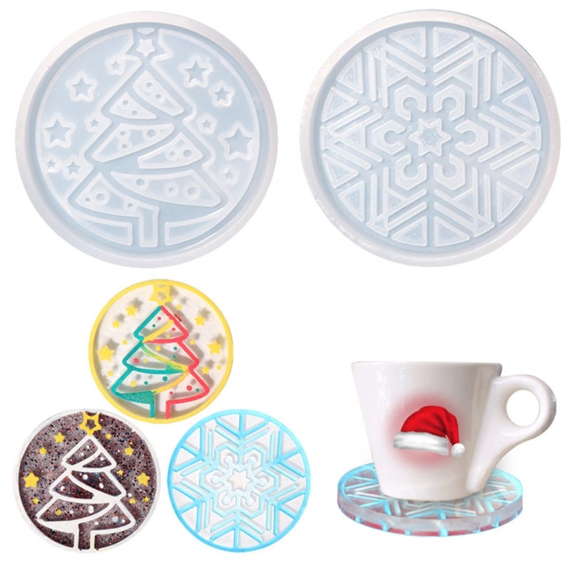 Cetakan Resin Epoksi Bahan Silikon Bentuk Pohon Natal Snowflake Untuk Perhiasan