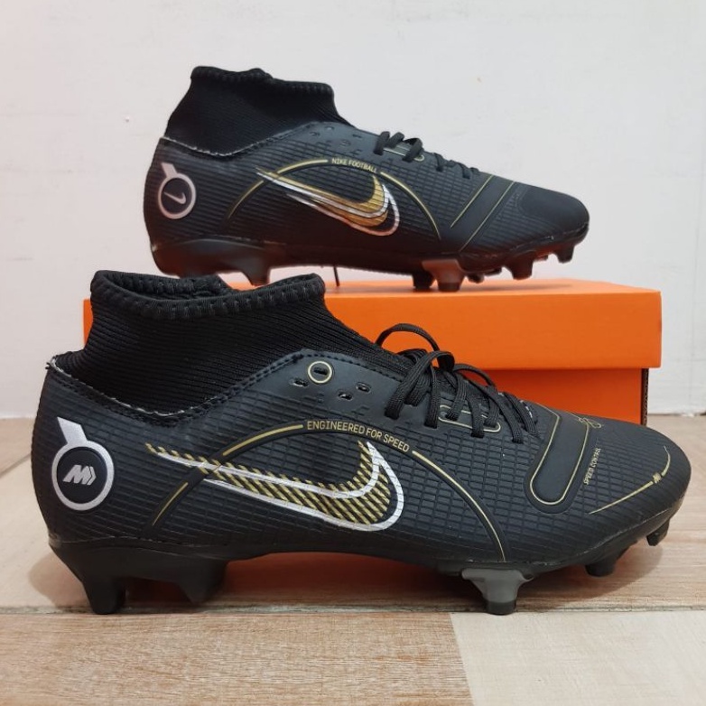Sepatu Bola Mercurial Superfly8 Academy Black Gold Fg
