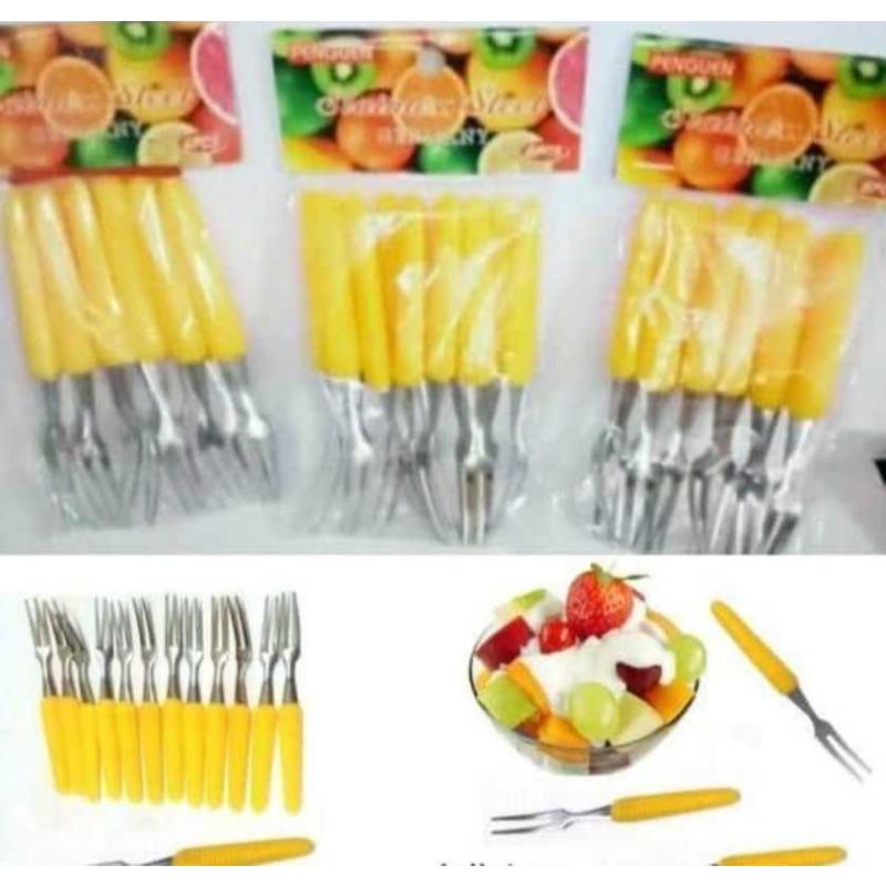 FM - Garpu Kue / Garpu buah Kecil Stainless Steel Gagang motif Jagung - 12 pcs/garpu