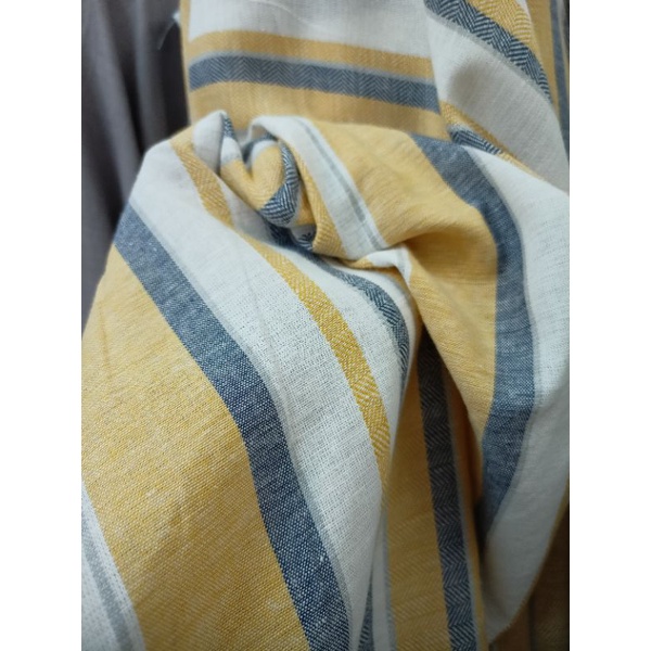 bahan kain katun linen/linen stripe/linen salur