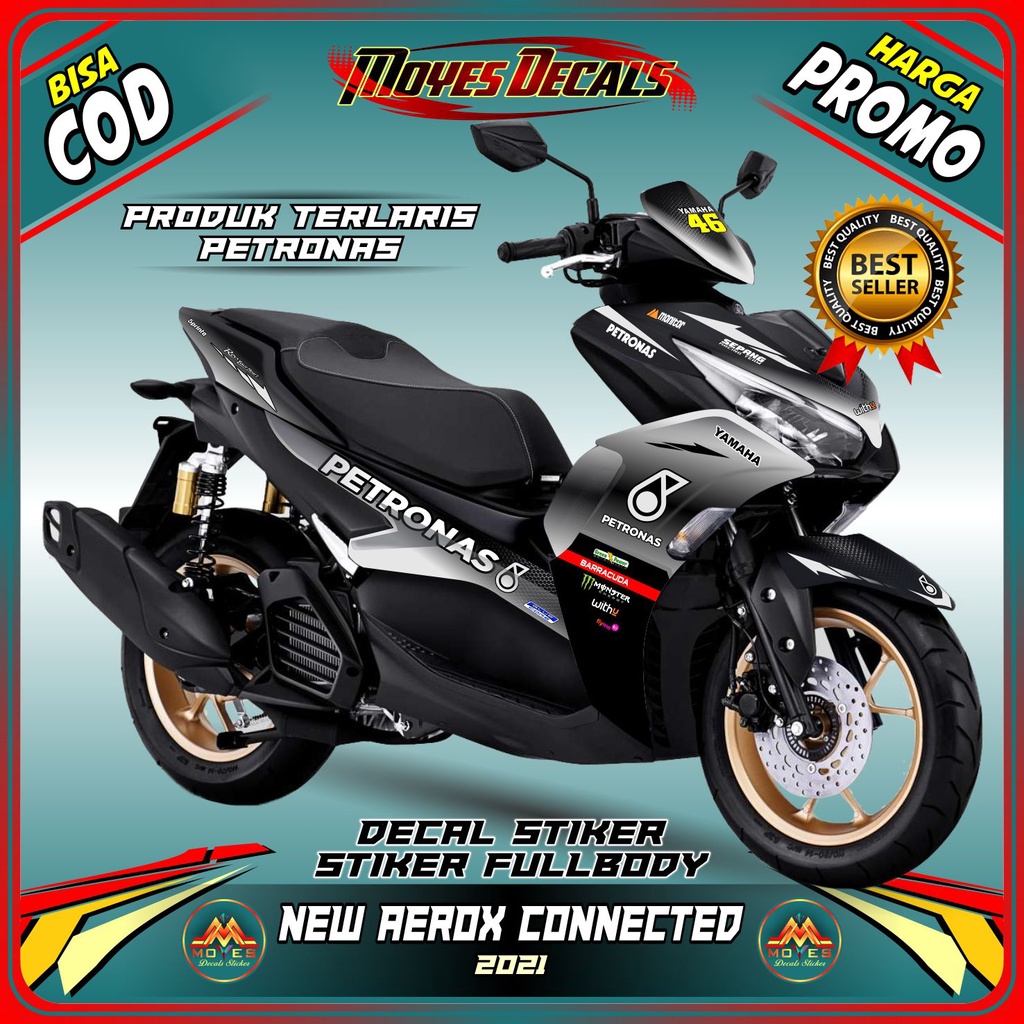 decal motor new aerox siker motor new aerox petronas silver full body stiker motor new aerox 155